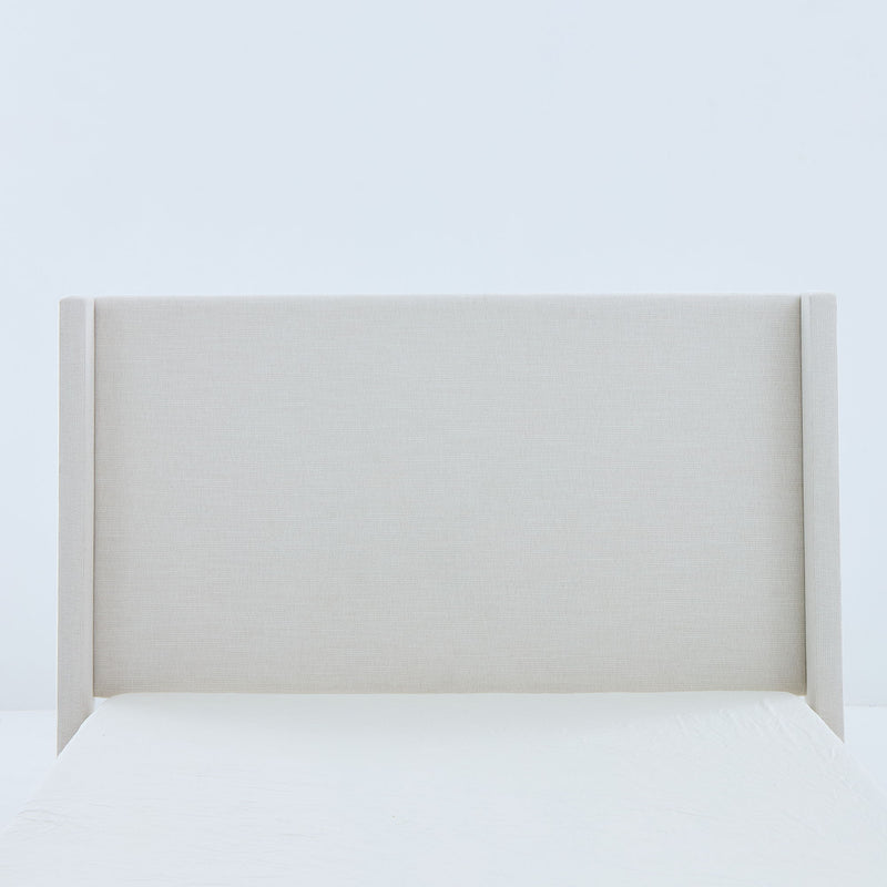 Shelton - Queen Upholstered Wingback Bed With 54" High Headboard - Ivory / Light Gray / Camel Oak - R&R Furniture Gallery (Fountain Valley, CA)