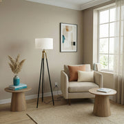 Sway - Floor Lamp With On / Off Switch Triple Legs Shade - Black / Gold / White - R&R Furniture Gallery (Fountain Valley, CA)