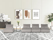 Lilola Home Anna modular sofa in a stationary sectional with plush cushions and modern design, shown in a cozy living room setting