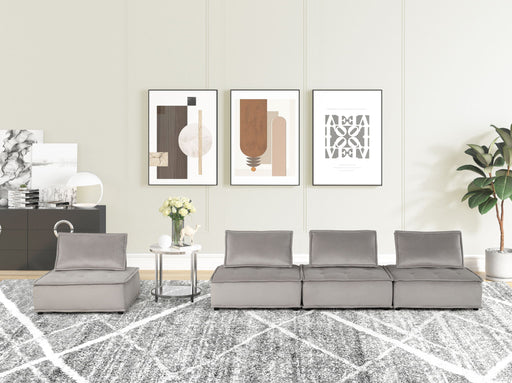 Lilola Home Anna modular sofa in a stationary sectional with plush cushions and modern design, shown in a cozy living room setting