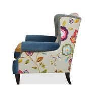 Anya - Boho Chic Wingback Accent Arm Chair - Floral / Leopard / Blue Teal / Yellow Gold - R&R Furniture Gallery (Fountain Valley, CA)
