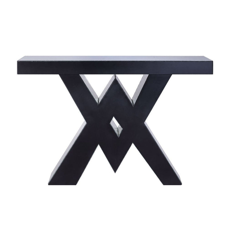 Noralie - Console Table, "V" Shape Pedestal - Mirrored & Faux Diamonds - R&R Furniture Gallery (Fountain Valley, CA)