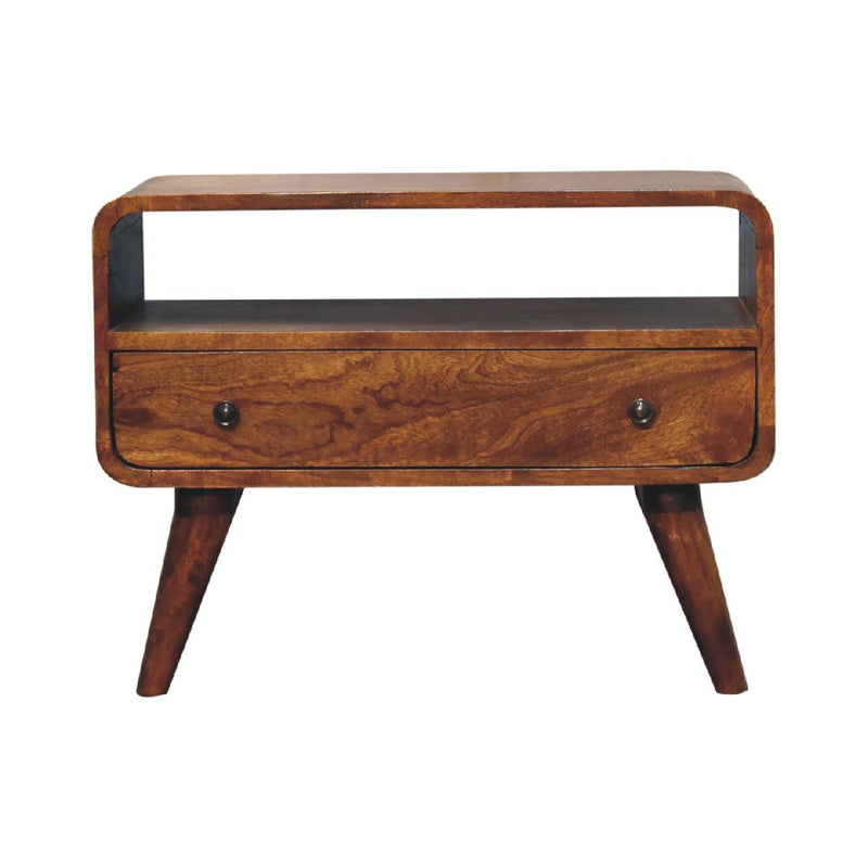 Mini Curved Media Unit - Chestnut - R&R Furniture Gallery (Fountain Valley, CA)