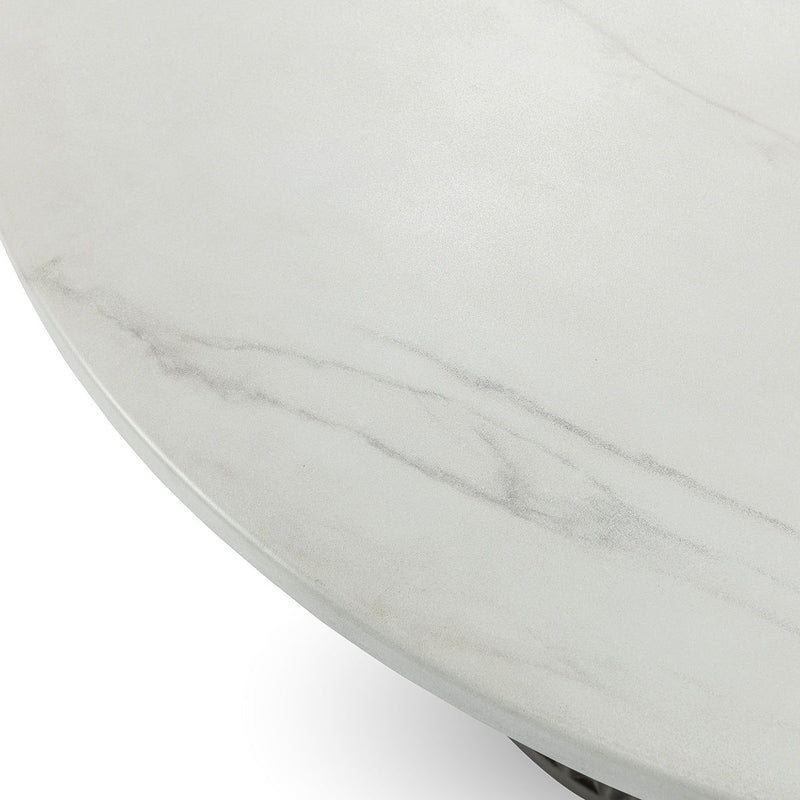 Caspia - 47" Outdoor Round Dining Table - Snowdrift White / Black - R&R Furniture Gallery (Fountain Valley, CA)