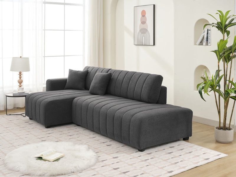 Jessica Lamb Wool Sectional Sofa with Chaise from Urban Retreats, showcasing plush lamb wool upholstery and modern stationary design.