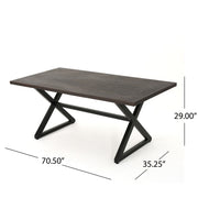 Outdoor aluminum dining table with steel frame from Noble House, featuring a sleek, modern design for outdoor patio use.