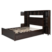 DreamHaus cabinet bed with integrated shelf and sockets, featuring a sleek design and multifunctional storage solution.