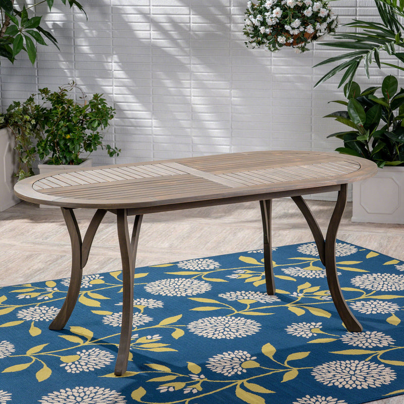 Outdoor Table With Smooth Lines, Slat Top - R&R Furniture Gallery (Fountain Valley, CA)