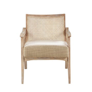 Chair With Cane Inset Back And Upholstered Seat - Light Brown - R&R Furniture Gallery (Fountain Valley, CA)