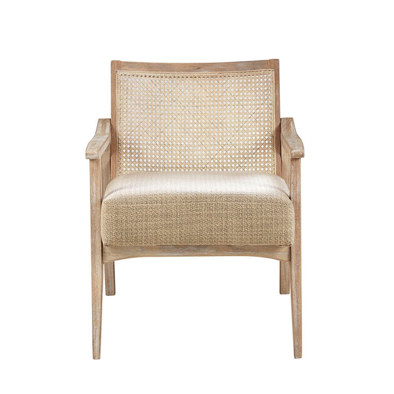 Chair With Cane Inset Back And Upholstered Seat - Light Brown - R&R Furniture Gallery (Fountain Valley, CA)