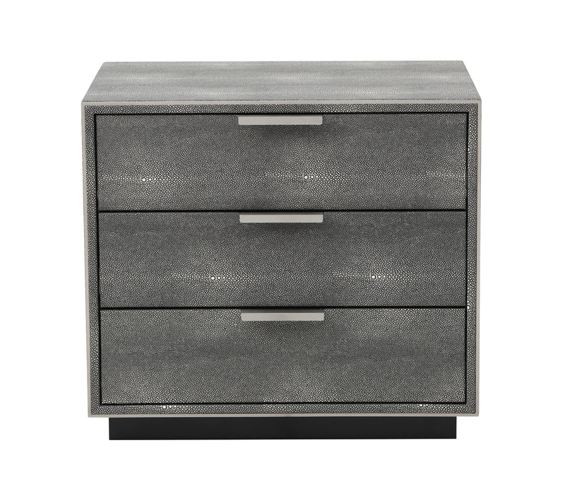 Dynasty - Modern Shagreen Three Drawer Nightstand