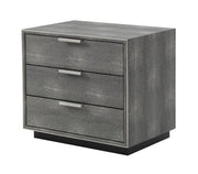 Dynasty - Modern Shagreen Three Drawer Nightstand — view 2