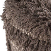 Dark brown handcrafted wool and cotton foot stool with eucalyptus wood frame, styled as a Noble House ottoman.