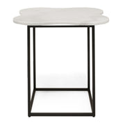 Aleidy - White Marble + Black Metal End Table