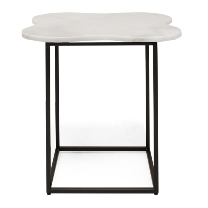 Aleidy - White Marble + Black Metal End Table