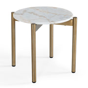 Denzel - White Marble + Gold End Table