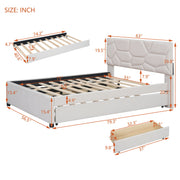 Upholstered Platform Bed With Brick Pattern Headboard And Twin Long Size Trundle - R&R Furniture Gallery (Fountain Valley, CA)