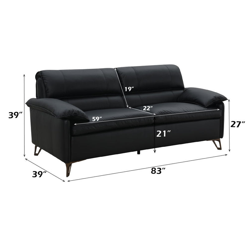 Eilene - Loveseat - Black Top Grain Leather - R&R Furniture Gallery (Fountain Valley, CA)