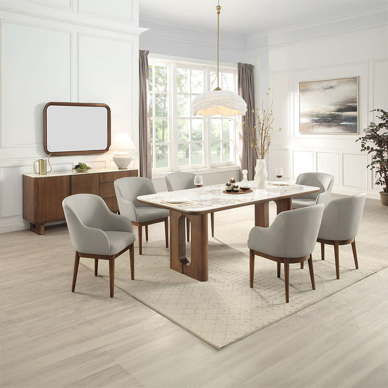 Harvey - Side Chair (Set of 2) - Synthetic Leather & Walnut - R&R Furniture Gallery (Fountain Valley, CA)