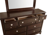 Glory Furniture Ashford dresser in cappuccino finish with multiple drawers and sleek modern design.