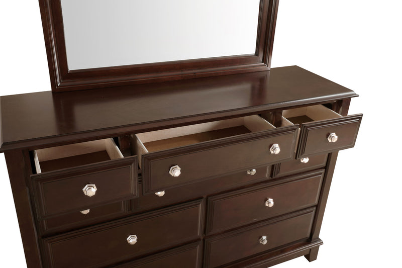 Glory Furniture Ashford dresser in cappuccino finish with multiple drawers and sleek modern design.