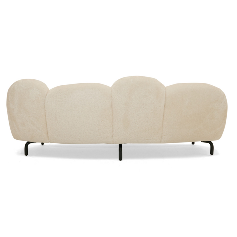 Glaster - Contemporary White Sherpa 88" Bubble Sofa — view 3