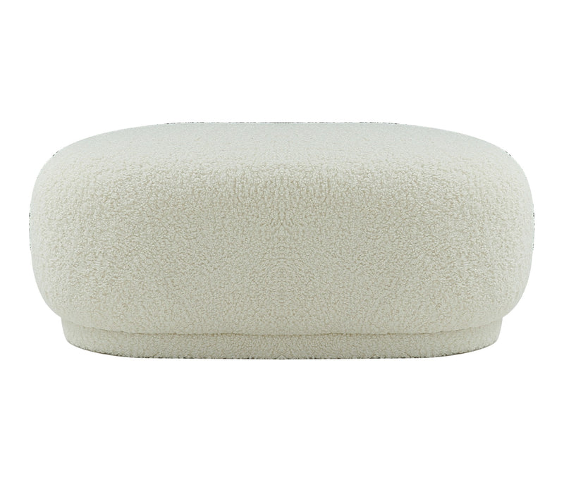 Kael - Contemporary White Sherpa Ottoman — view 3