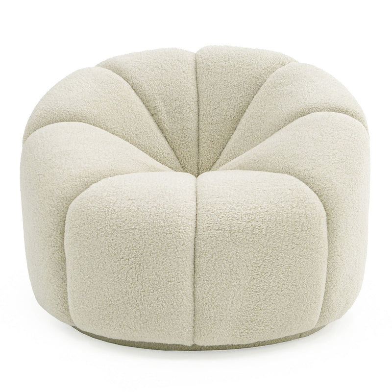 Gadson - Contemporary White Sherpa Swivel Chair Accent Chair