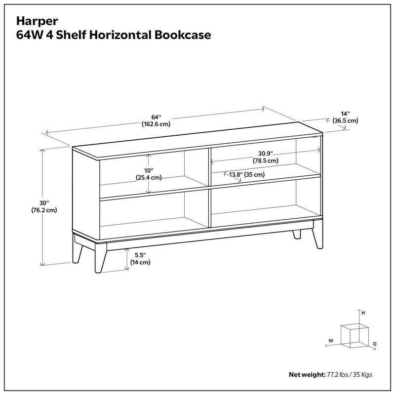Harper - 4 Shelf Low Bookcase - Walnut Brown - R&R Furniture Gallery (Fountain Valley, CA)