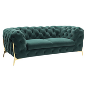 Quincey - Transitional Emerald Green Velvet Loveseat — view 3