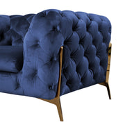 Quincey - Transitional Blue Velvet Loveseat — view 2