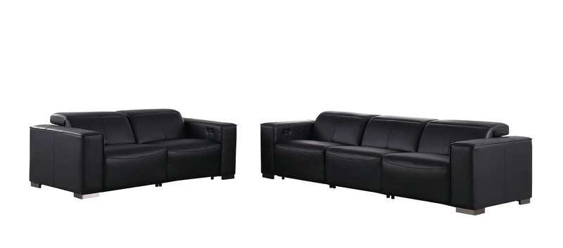 1208 - Leather Reclining Set (Sofa & Loveseat With Four Power Recliners)