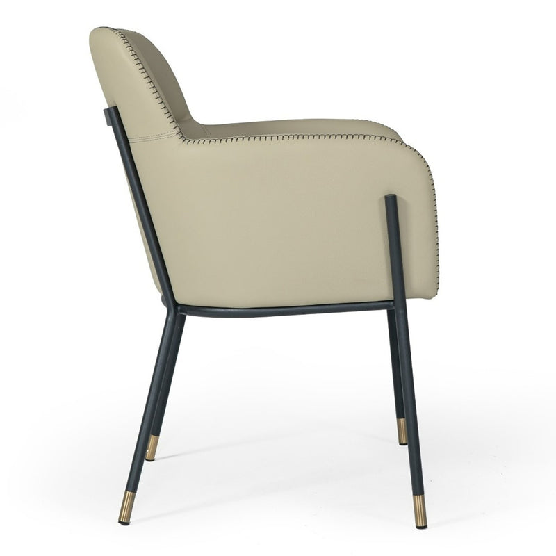 Brady - Modern Black Metal + Greige Vegan Leather Dining Chair — view 4