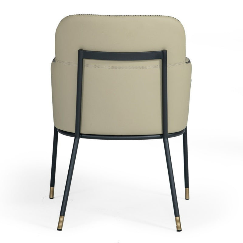Brady - Modern Black Metal + Greige Vegan Leather Dining Chair — view 2