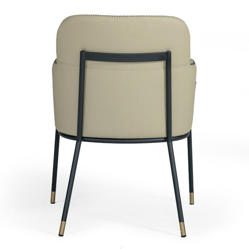 Brady - Modern Black Metal + Greige Vegan Leather Dining Chair — view 2