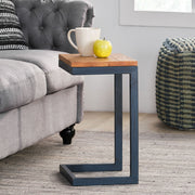 Small C Shaped End Table With Iron Base And Fir Wood Top - Black - R&R Furniture Gallery (Fountain Valley, CA)