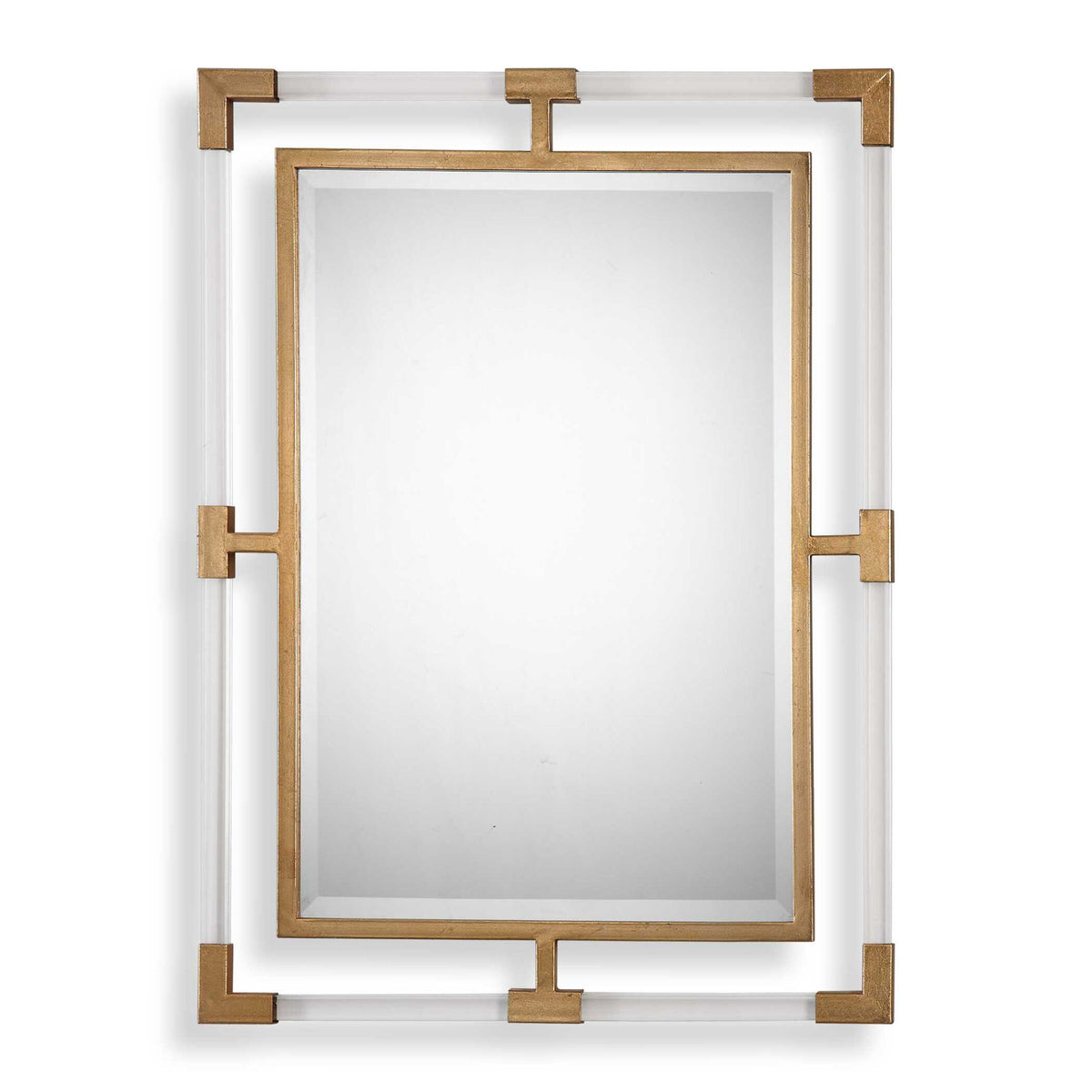 Uttermost Balkan iron wall mirror with round, distressed metal frame, hanging on a neutral-colored wall.
