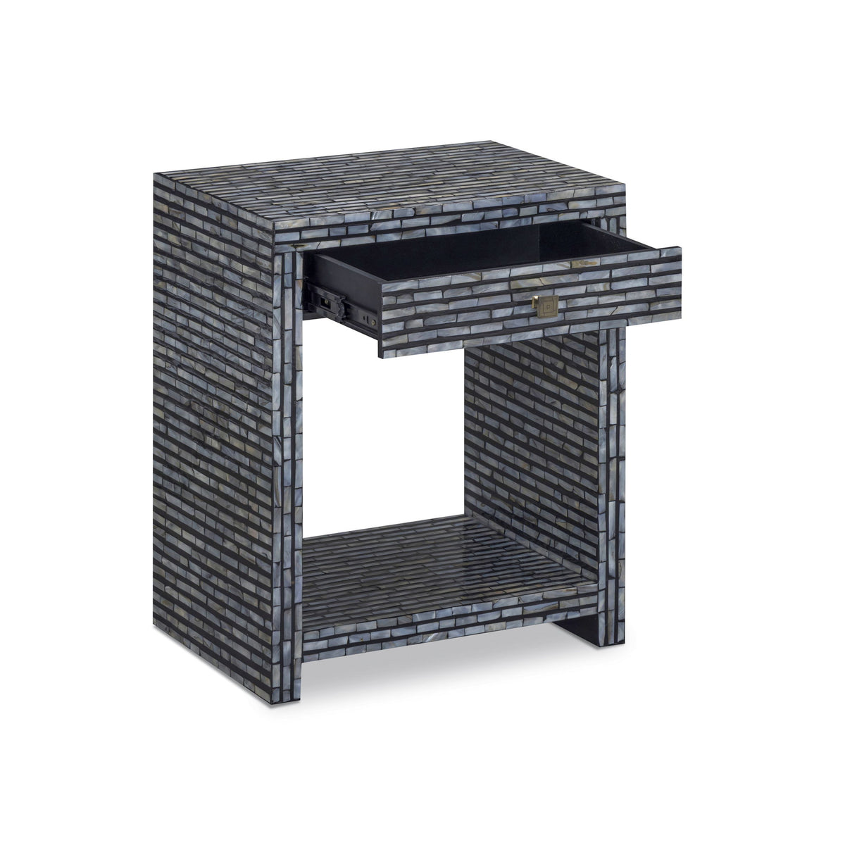 Black TOV Furniture Cassis accent nightstand with a sleek modern design and a single drawer, perfect for bedroom storage.