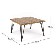 Outdoor Coffee Table With Slat Top And Metal Legs - Teak - R&R Furniture Gallery (Fountain Valley, CA)