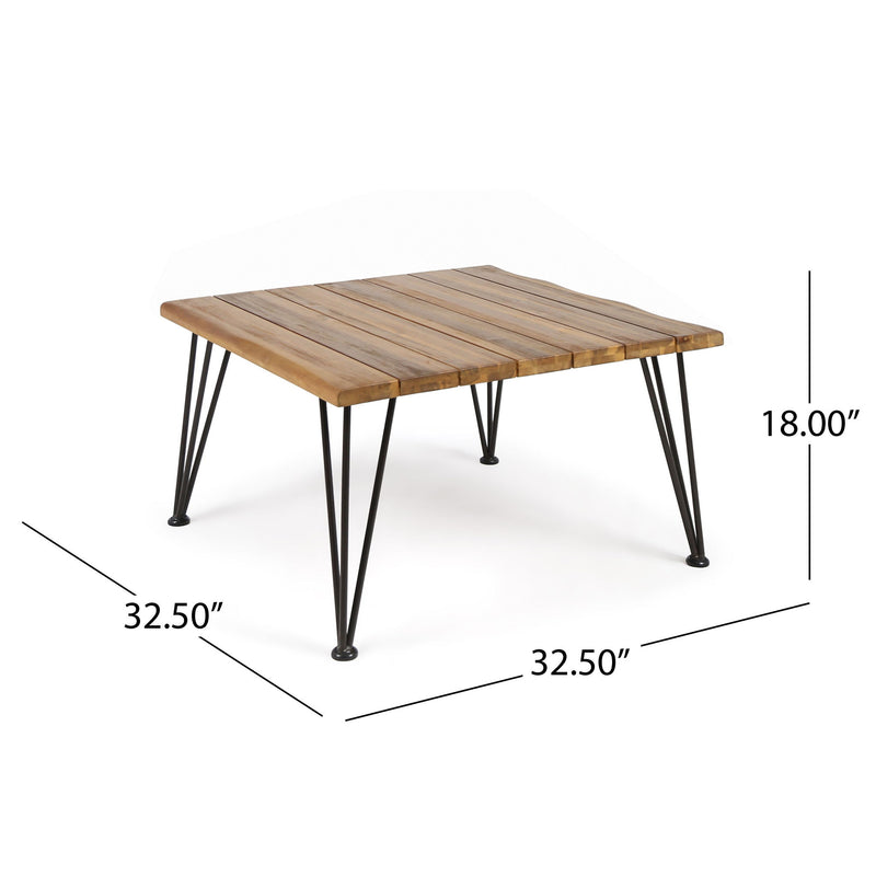 Outdoor Coffee Table With Slat Top And Metal Legs - Teak - R&R Furniture Gallery (Fountain Valley, CA)