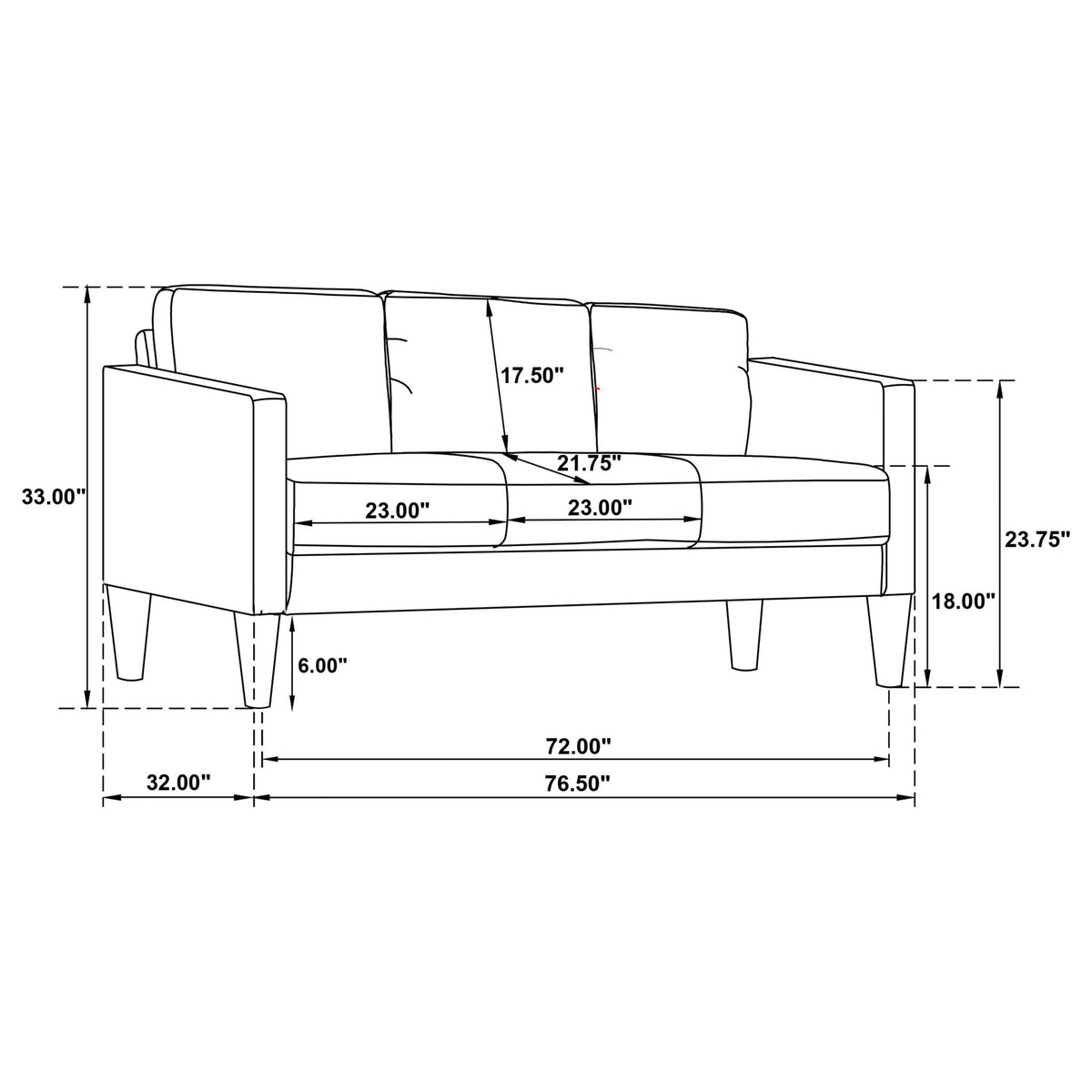 Ruth - 2 Piece Track Arm Sofa Set With Cushions - Black
