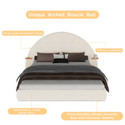 Queen Arched Bed With Small Table, Floor Standing Design - Beige - R&R Furniture Gallery (Fountain Valley, CA)