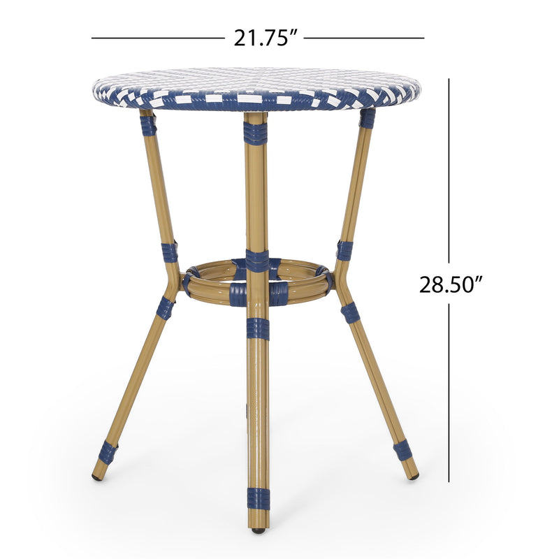 French Bistro Table Outdoor Elegance - White / Blue - R&R Furniture Gallery (Fountain Valley, CA)