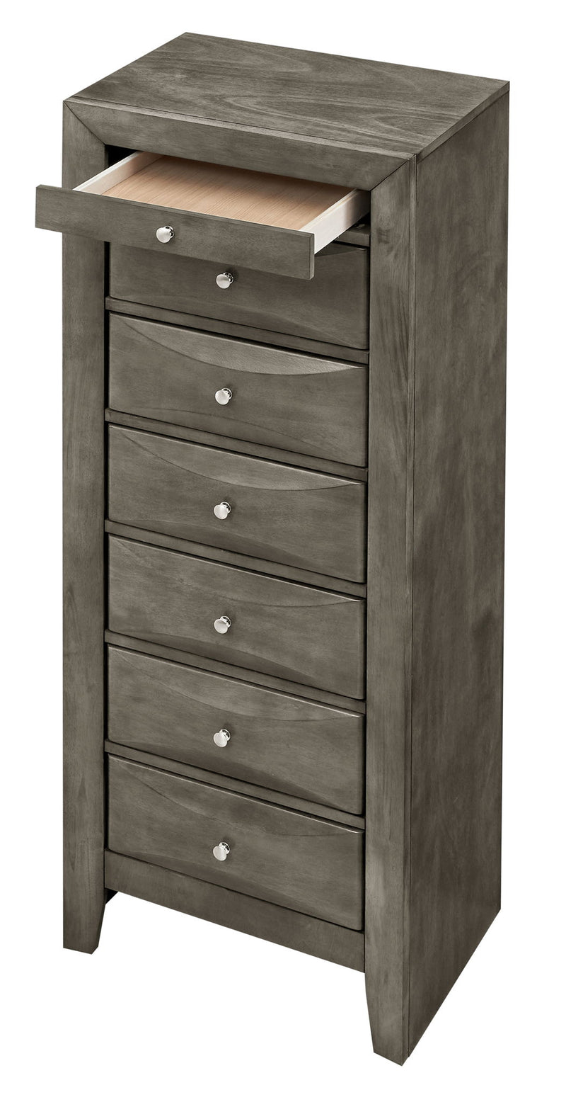 Glory Furniture Marilla 7 Drawer Lingerie Chest with sleek wood finish and modern design, featuring multiple spacious drawers for storage.