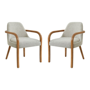 Dining Indoor Upholstered Armchairs (Set of 2) - Beige / Light Oak