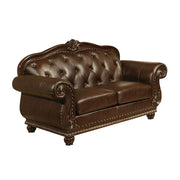 Anondale - Loveseat - Espresso Top Grain Leather Match & Cherry - R&R Furniture Gallery (Fountain Valley, CA)