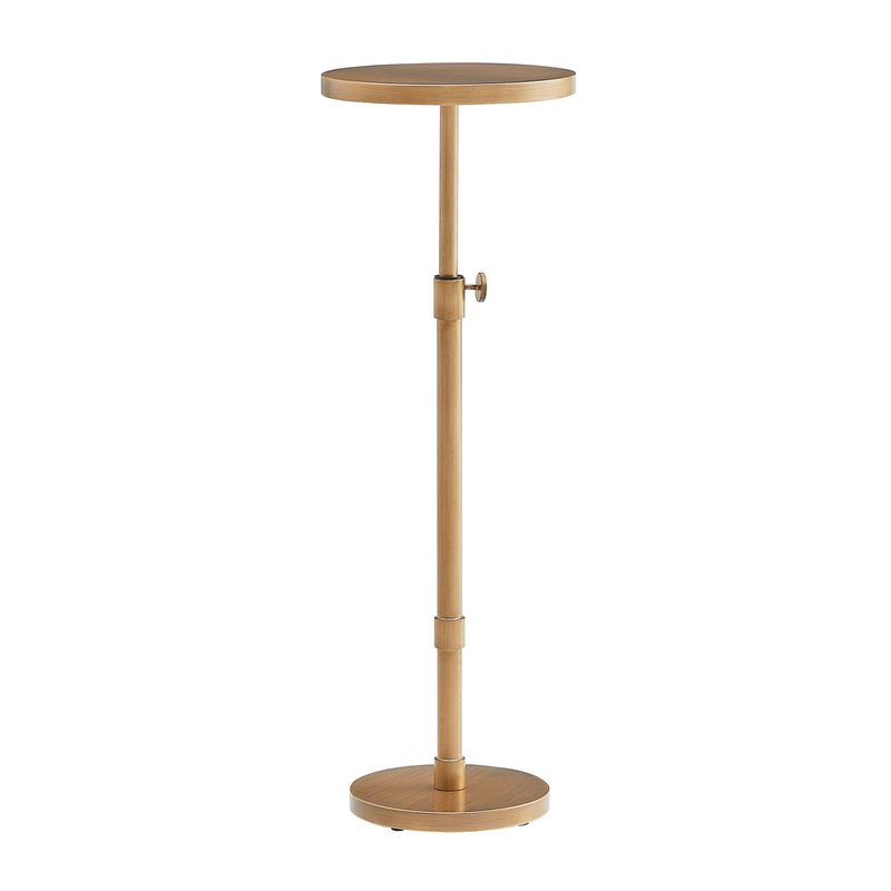 Morven - Adjustable Height Accent Table With Round Top - Antique Brass - R&R Furniture Gallery (Fountain Valley, CA)
