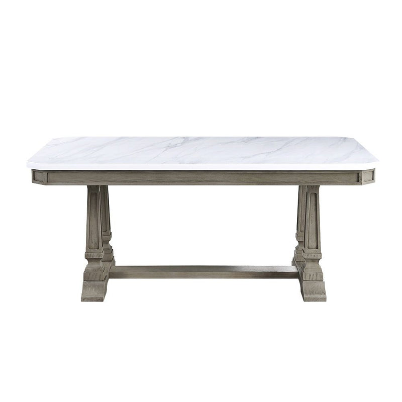 Zumala - Dining Table - Marble Top & Weathered Oak - R&R Furniture Gallery (Fountain Valley, CA)