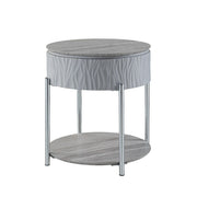 Yukino - End Table - Gray High Gloss & Chrome - R&R Furniture Gallery (Fountain Valley, CA)