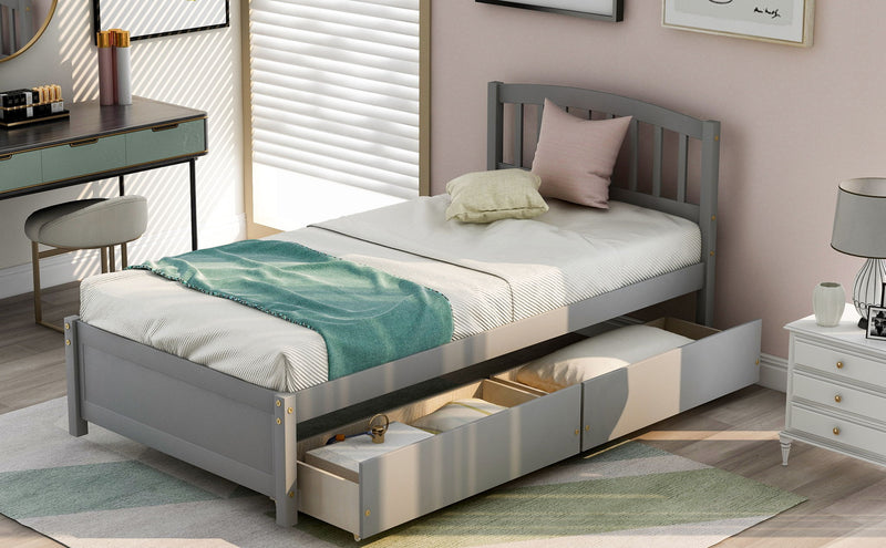 Platform Storage Bed Wood Bed Frame With Two Drawers And Headboard - R&R Furniture Gallery (Fountain Valley, CA)